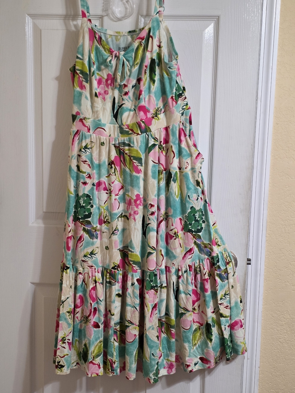 Torrid Tie-Dye Floral Knit Top in Teal, Pink & Cream
